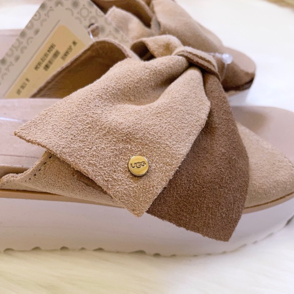 UGG Joanie Bronzer Suede Slip-On Platform Sandals - Picture 2 of 7